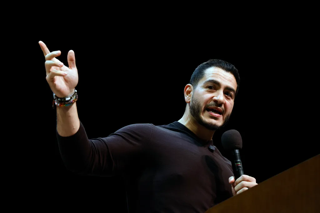 Michigan Democrat senatorial candidate Abdul El-Sayed speaks at a midterm campaign rally in Grand Rapids, Michigan.