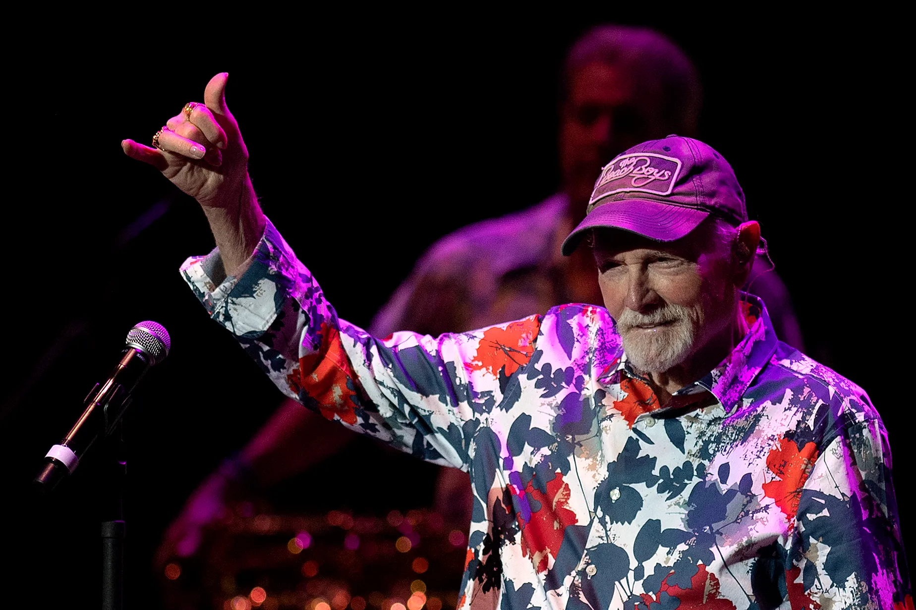 Mike Love of The Beach Boys performs on stage.