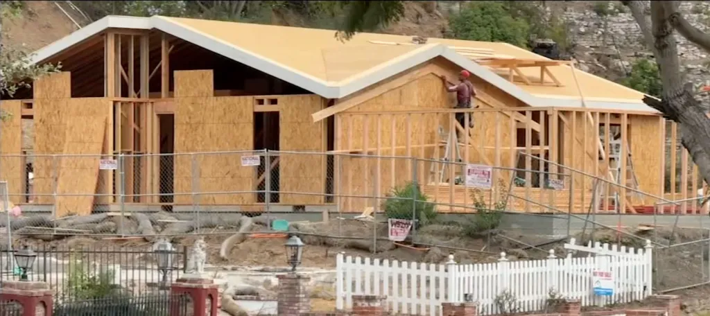 A home under construction in the Pacific Palisades.