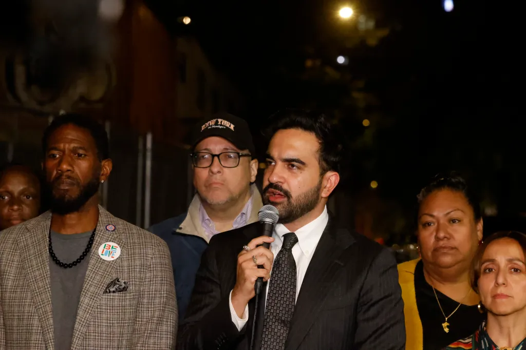 New York City Mayor Zohran Mamdani speaks at a press briefing addressing a shooting by ICE agents.