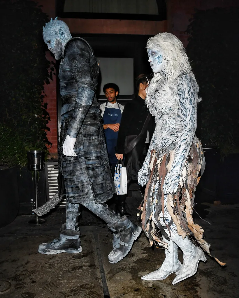 Jordyn Woods and Karl-Anthony Towns dressed as White Walkers from Game of Thrones for Halloween in New York.
