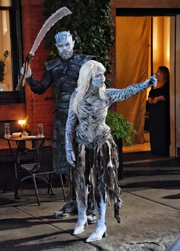 Jordyn Woods and Karl-Anthony Towns dressed as White Walkers from Game of Thrones for Halloween in New York.