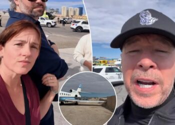 ‘Power Rangers’ star Amy Jo Johnson ‘happy to be alive’ after Donnie Wahlberg’s private jet skidded off Vegas runway