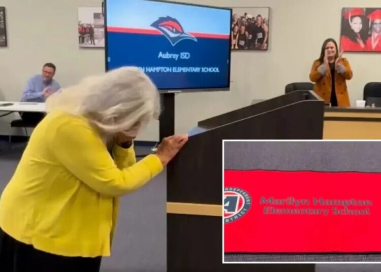 Texas custodian Marilyn Hampton breaks down in tears as new elementary school is named in her honor