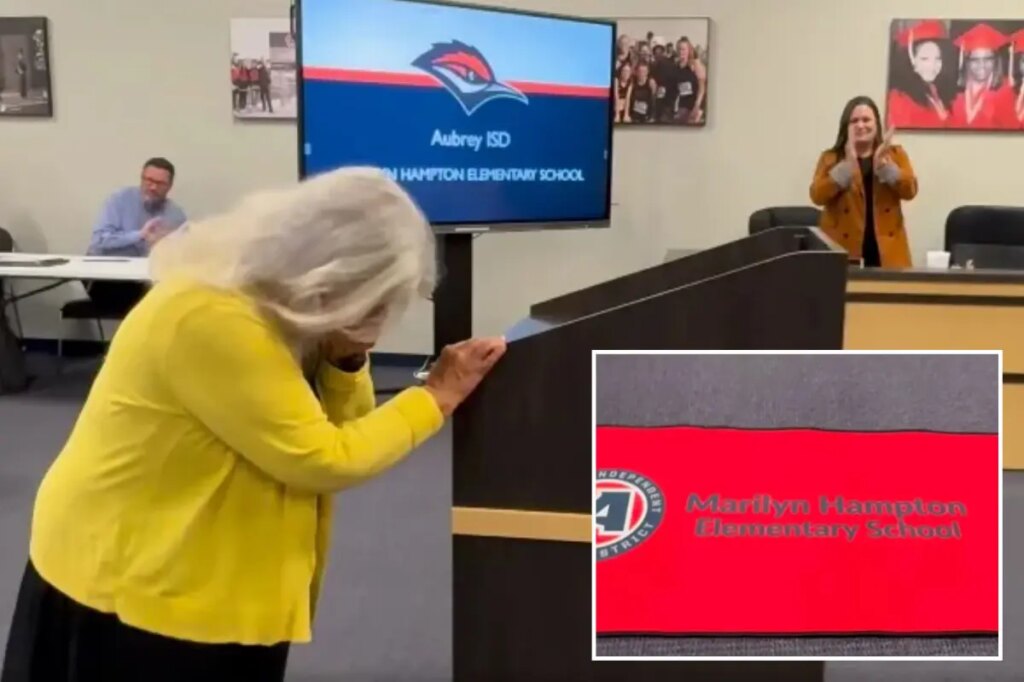 Texas custodian Marilyn Hampton breaks down in tears as new elementary school is named in her honor