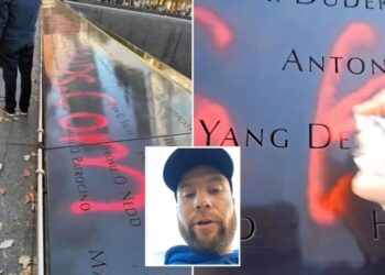 Gun control nut spray paints 9/11 Memorial with ‘Just Stop Killing Kids’ in broad daylight stunt