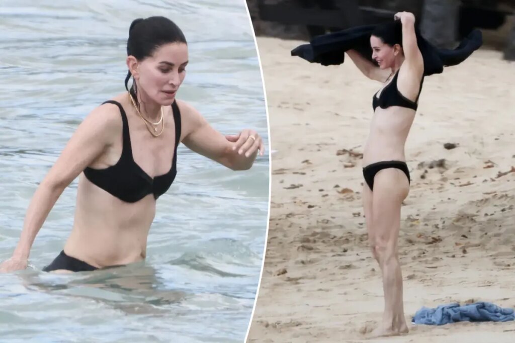 Courteney Cox, 62, turns heads in black bikini during Hawaiian beach trip