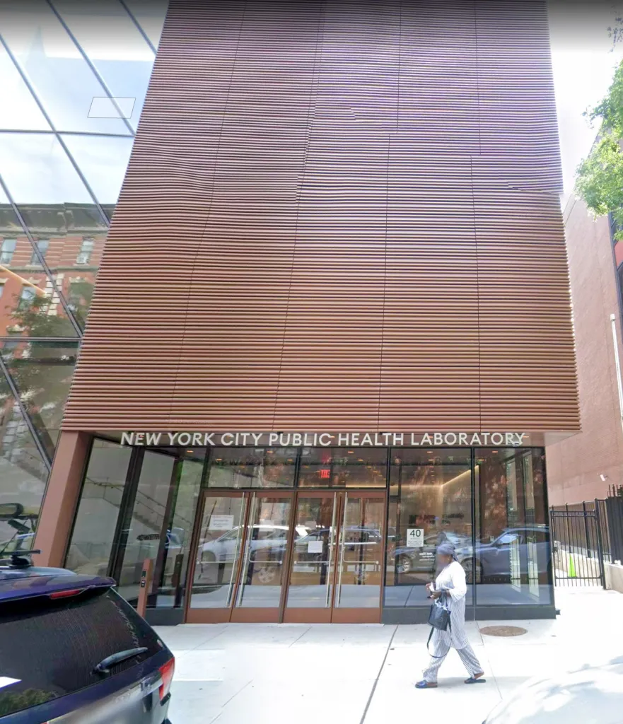 Exterior view of the New York City Public Health Laboratory building at 40 West 137th Street.