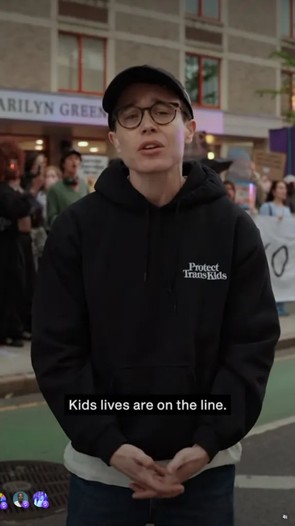 Elliot Page wearing a black 