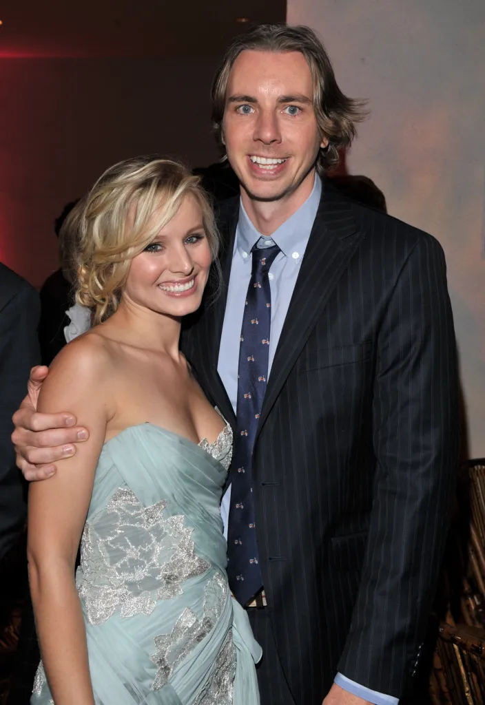 Kristen Bell and Dax Shepard smile together at the Los Angeles premiere of 