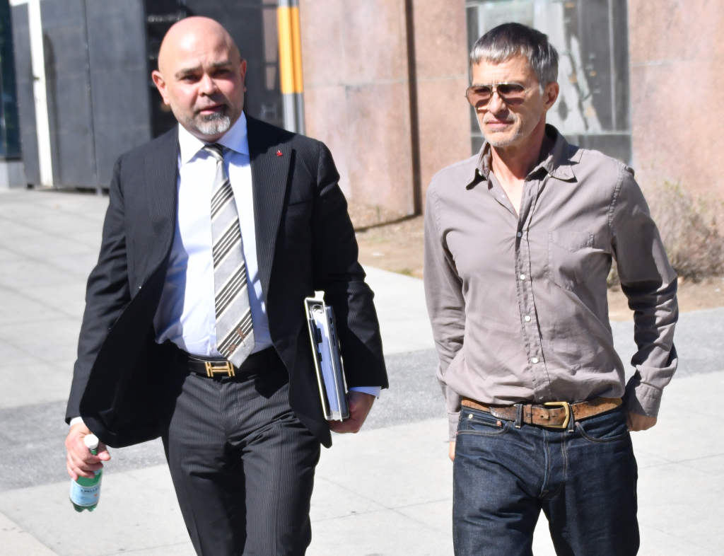 Olivier Martinez and his lawyer arrive at the Stanley Mosk Courthouse.