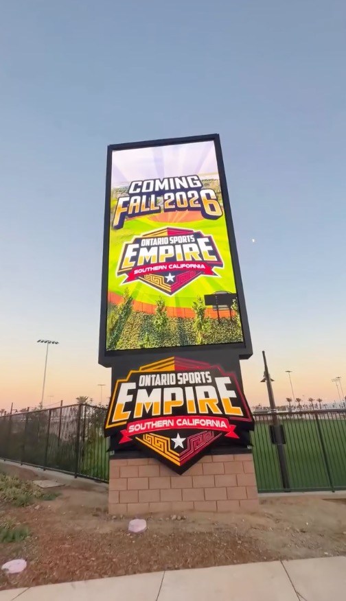 A sign for the Ontario Sports Empire in Southern California.