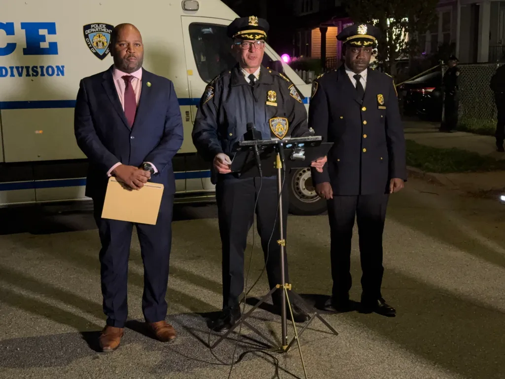 NYPD Chief of Patrol Philip Rivera briefs the media in Queens.