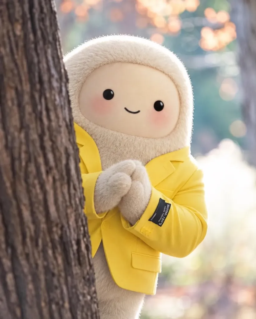 Jolly in raincoat.
