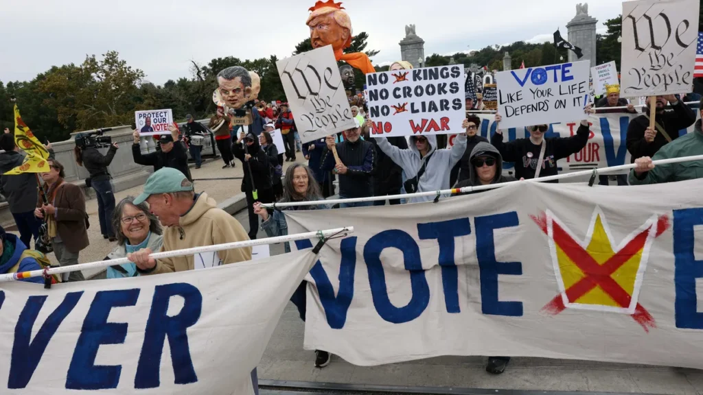 Former GOP stars back No Kings record early-vote bid as Trump’s polling slide deepens