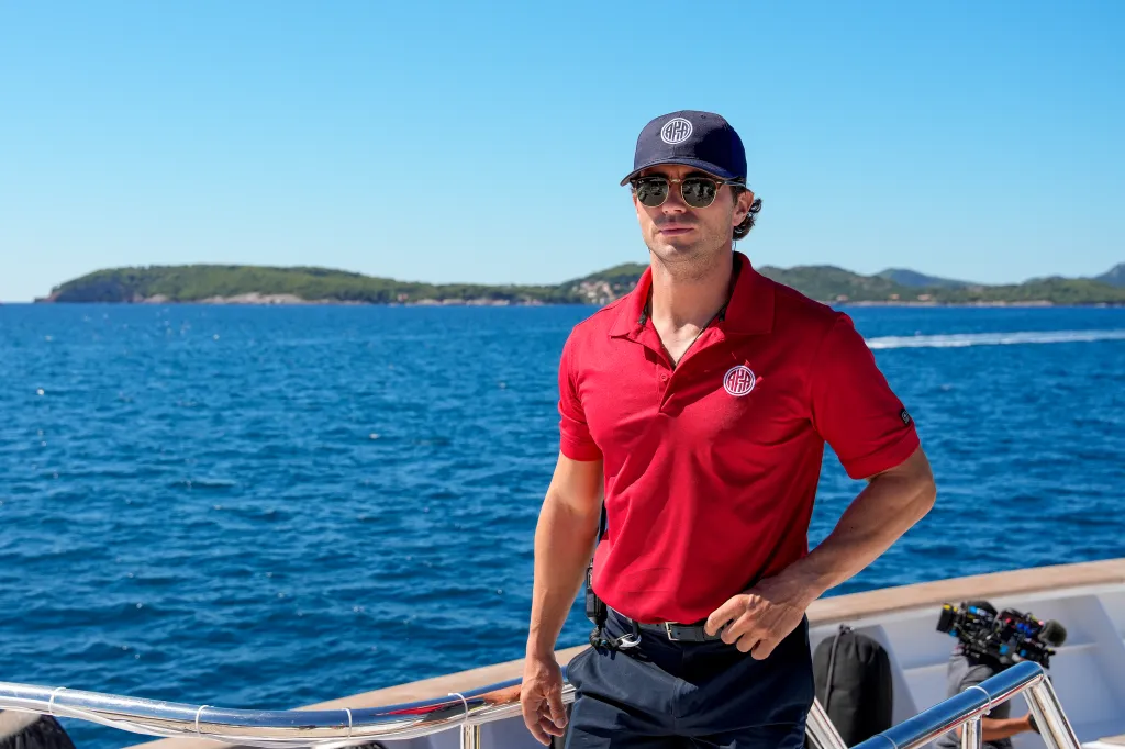 Joe Bradley on the deck of a yacht in Below Deck Mediterranean.