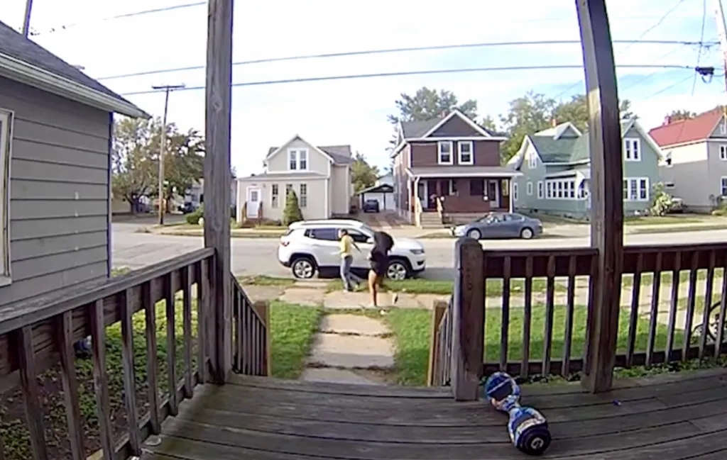 Gunshots can be heard in doorbell footage recorded the day nine people were killed on Perry Street in Erie.