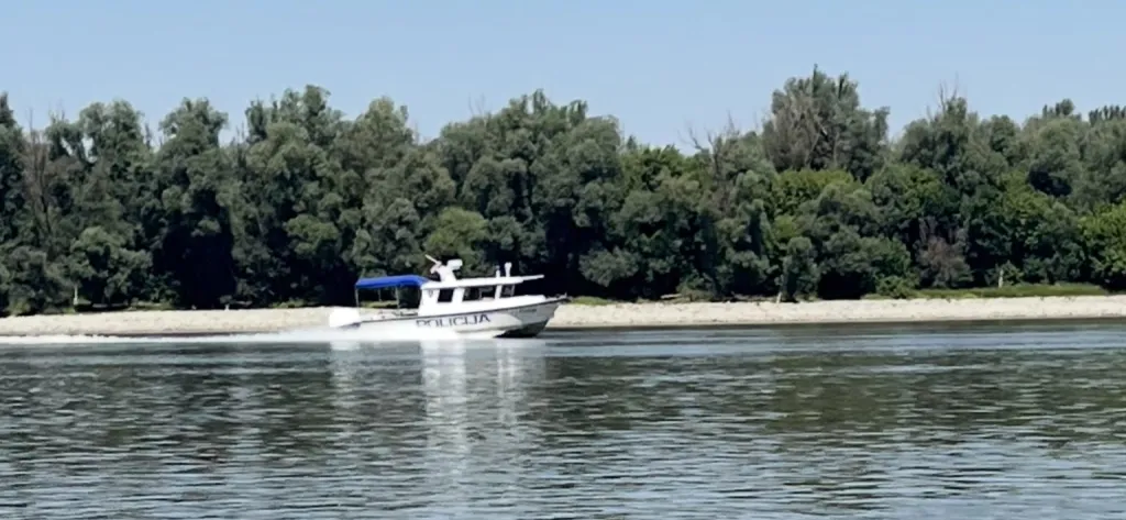 Police boat patrolling the Danube River near the Free Republic of Verdis.