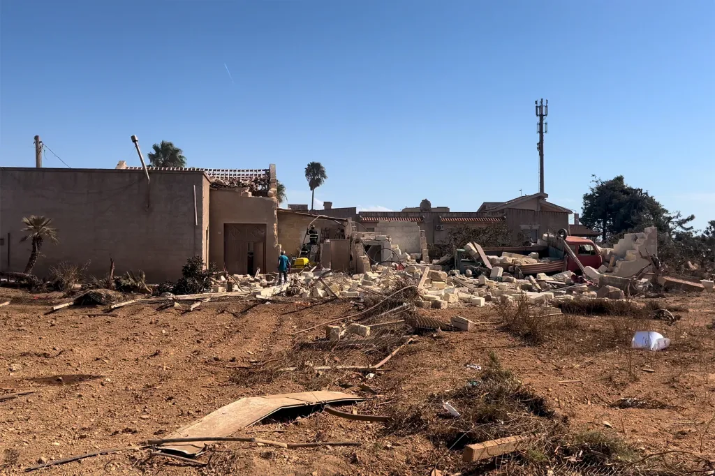 Storm damage to buildings in Marsala and Petrosino, Sicily, after a tornado struck the area.