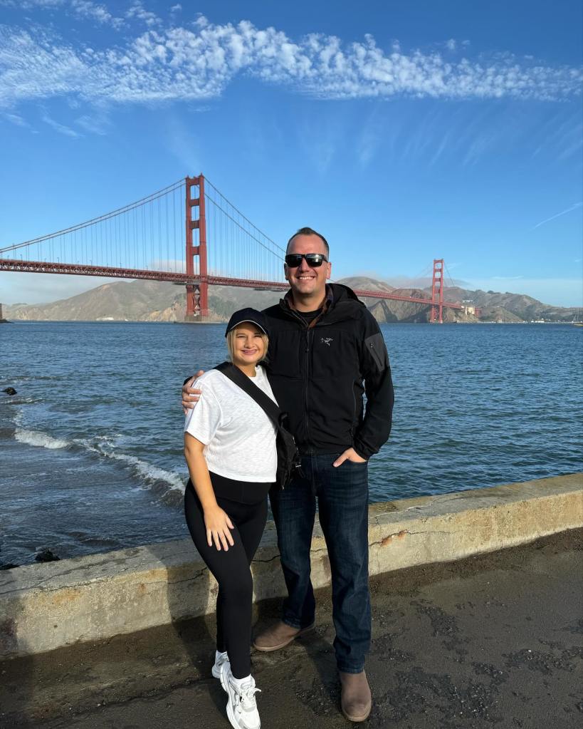 Gypsy-Rose Blanchard and Ken Urker pose in front of the Golden Gate Bridge.