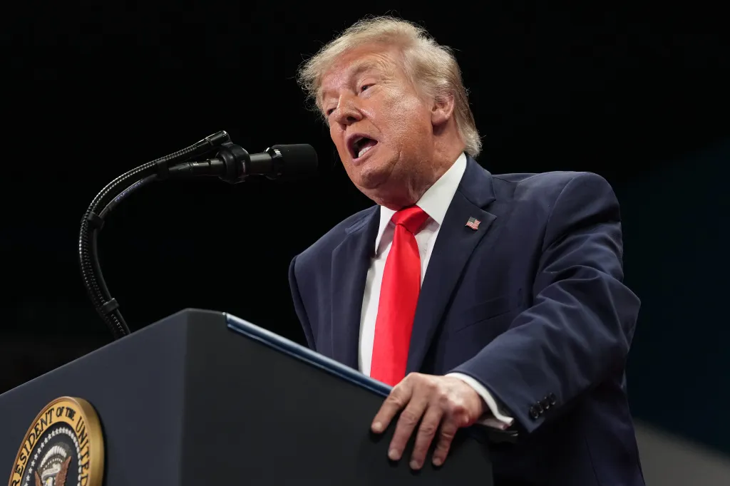 President Donald Trump speaks at a campaign rally in Daytona Beach, Fla.