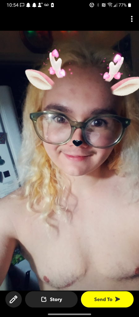 Prisha Mosley wearing a Snapchat filter with animal ears and antlers.