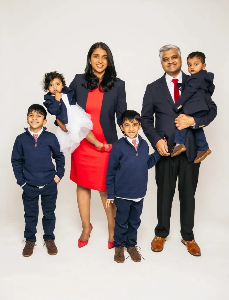 Saritha Komatireddy poses with her family.