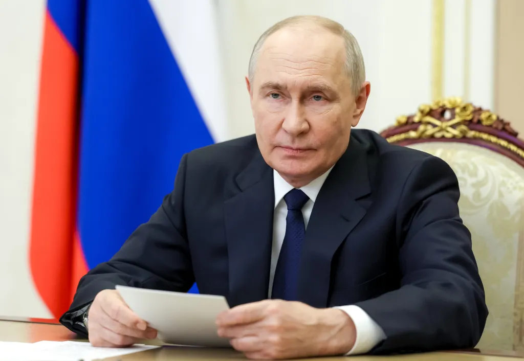 Russian President Vladimir Putin holds a meeting with heads of Russia's regions who were elected during recent elections, via videoconference at the Kremlin in Moscow, Sept. 30, 2026.