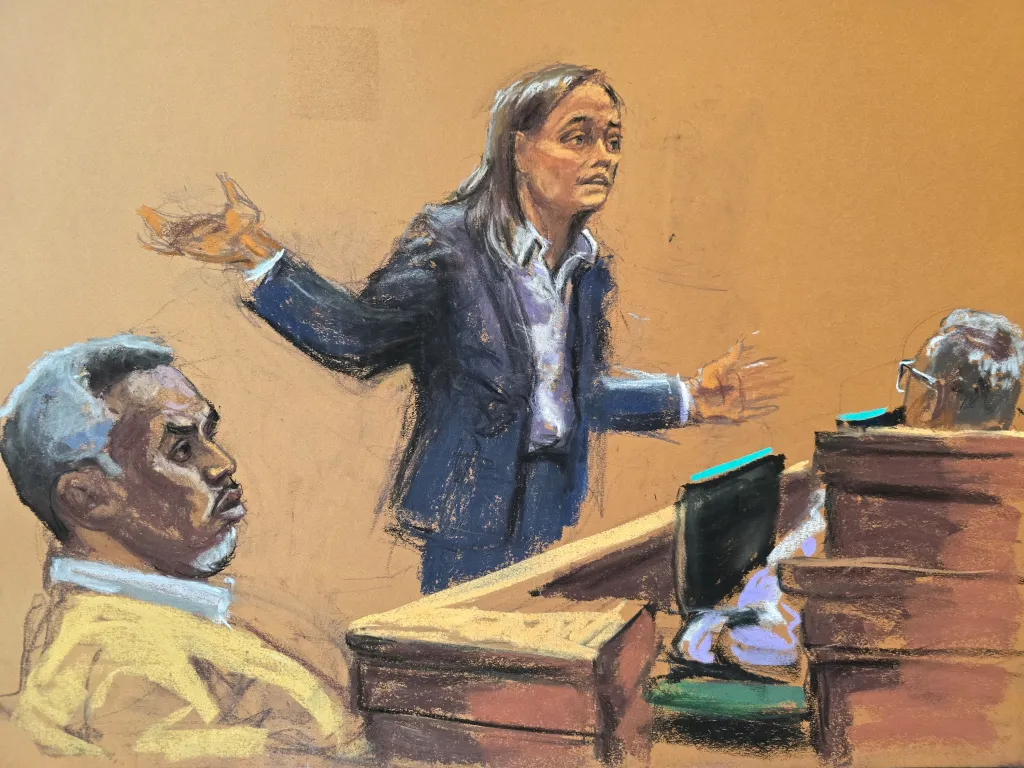 Courtroom illustration of Sean