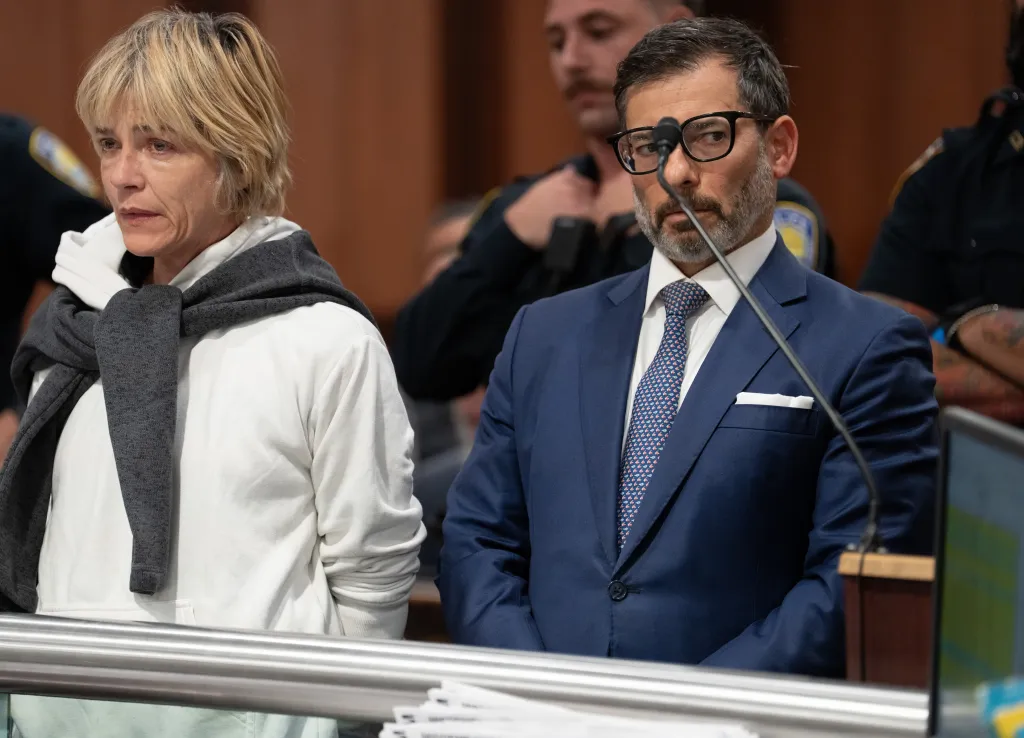 Selma Blair in court with her attorney in Queens Criminal Court.