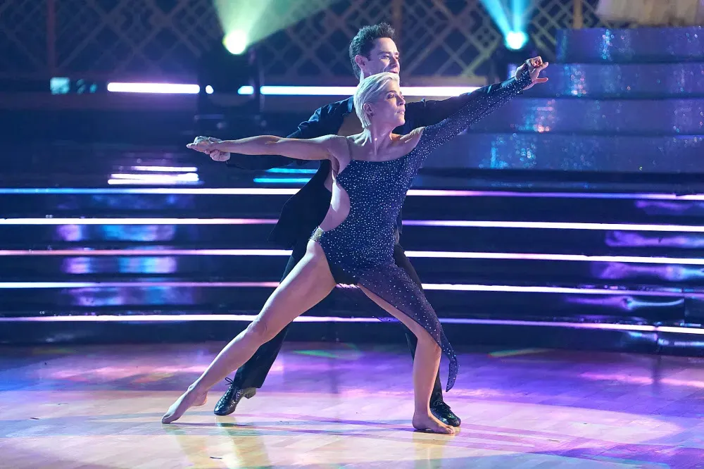 Selma Blair and Sasha Farber dancing on Dancing with the Stars.