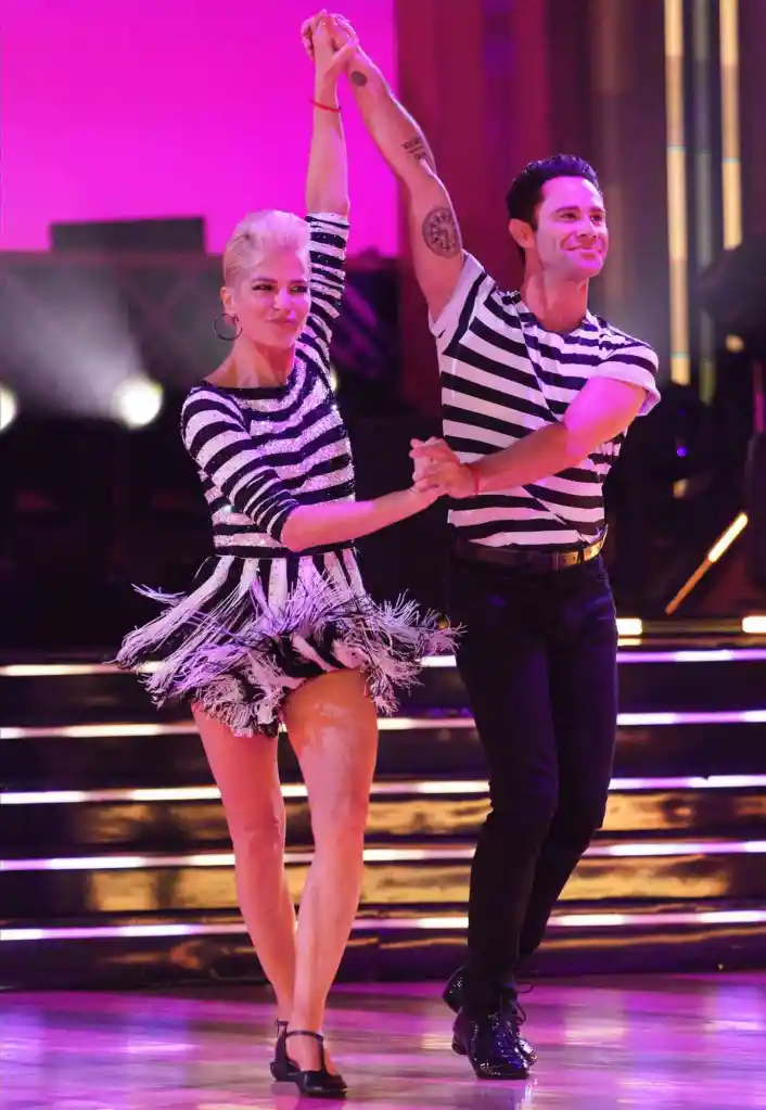 Selma Blair and Sasha Farber dancing on Dancing with the Stars.