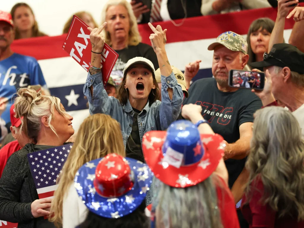 Hecklers pelt Trump with middle finger salutes and Jeffrey Epstein ties at Ohio rally