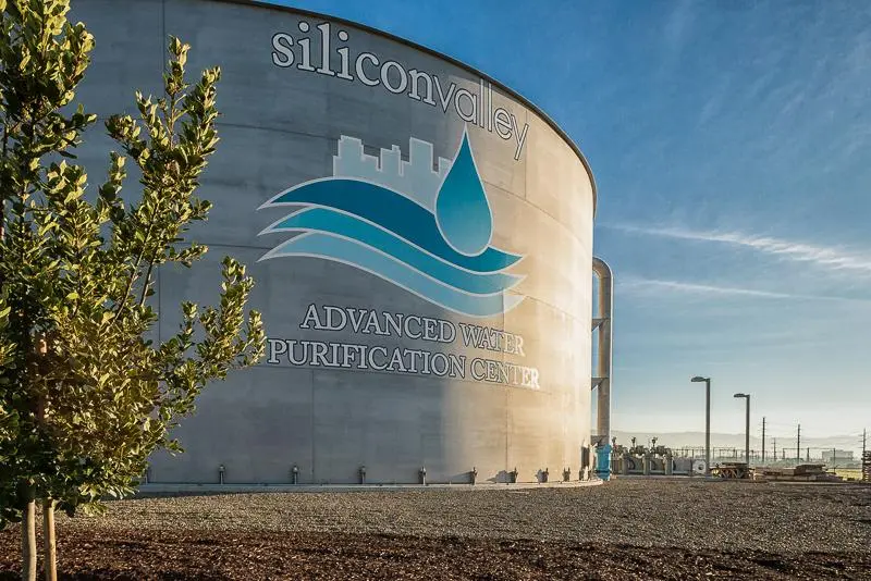 Exterior view of the Silicon Valley Advanced Water Purification Center in San Jose, California.