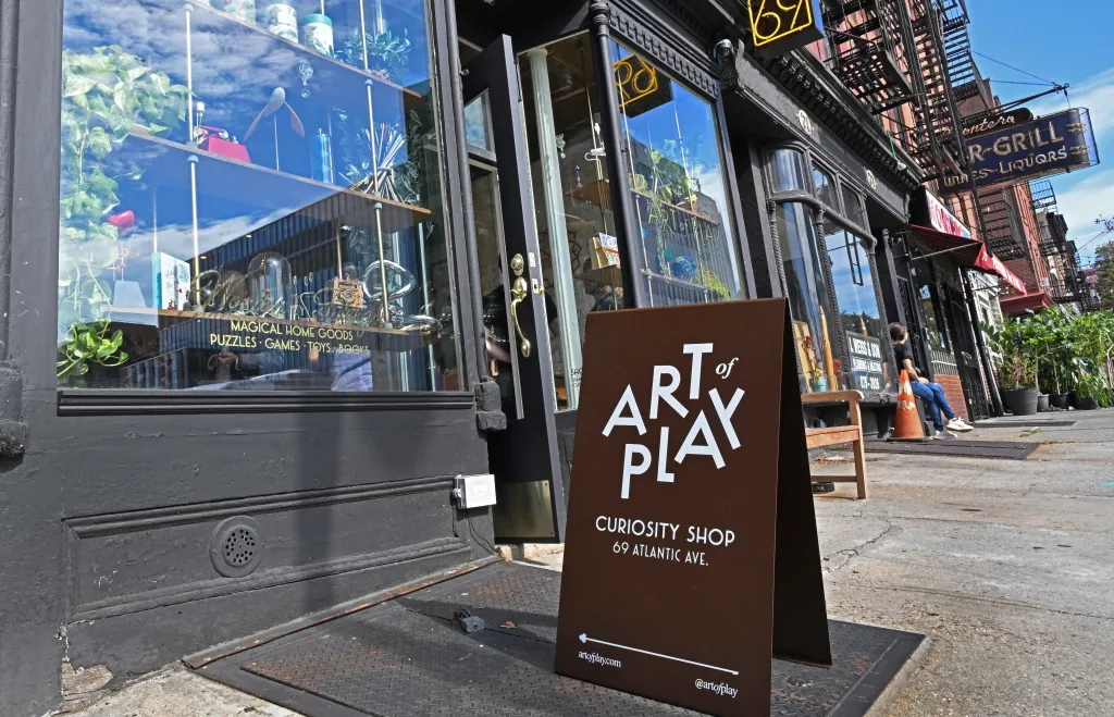 Exterior of the Art of Play store in Brooklyn Heights.