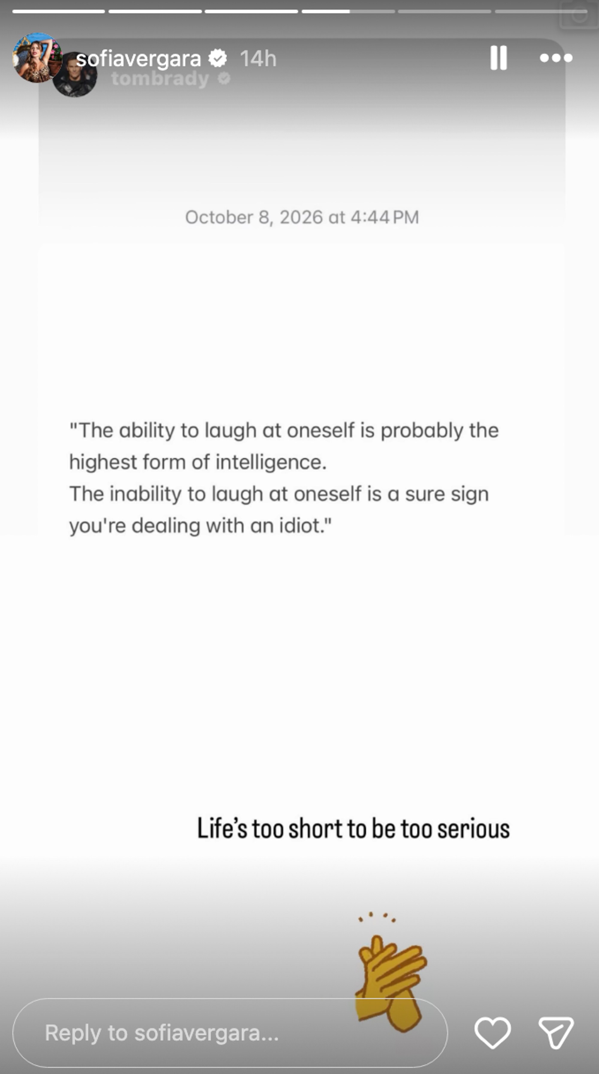 A screenshot of a social media post featuring a quote about laughing at oneself.