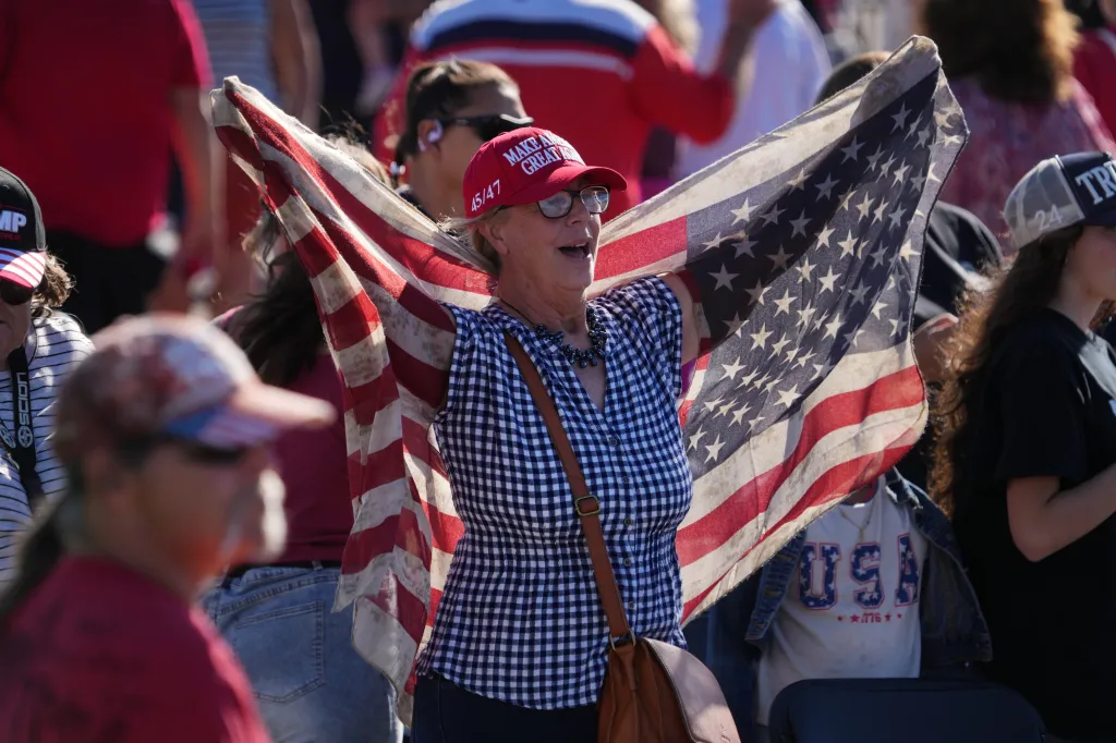 A supporter wearing a red