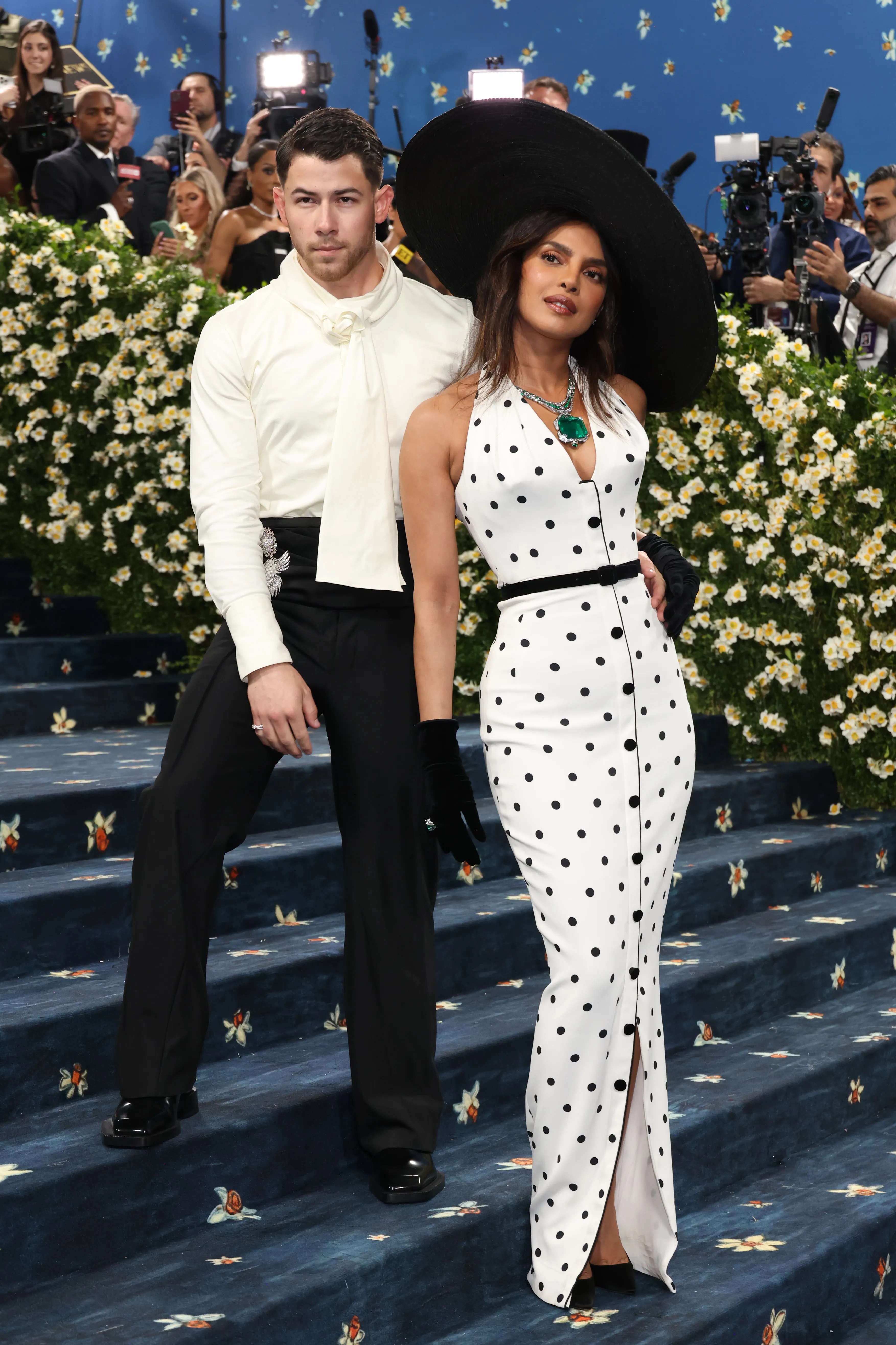 Nick Jonas and Priyanka Chopra Jonas on the carpet at the Met Gala.