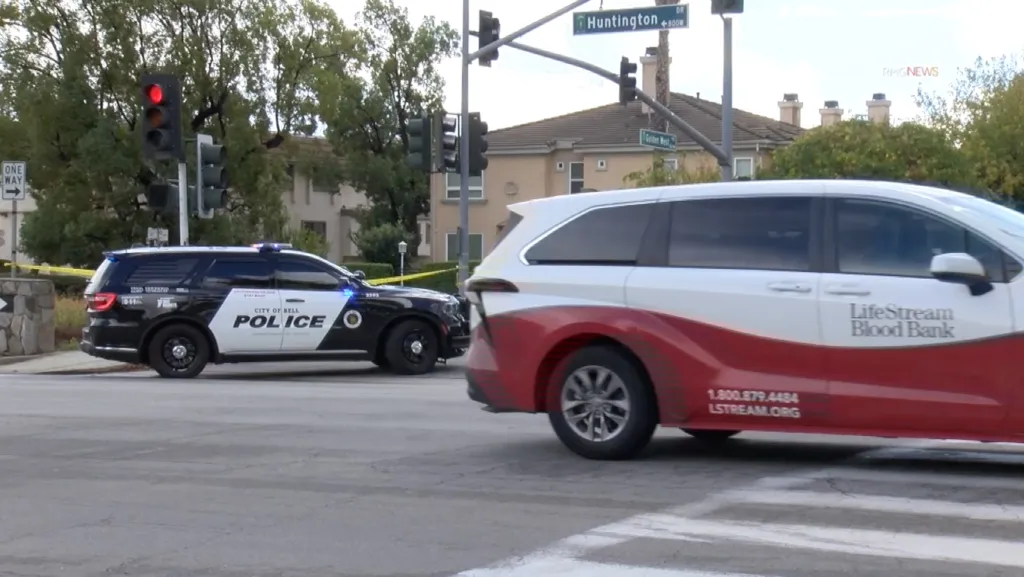 Police vehicles respond to an incident in Arcadia, California.