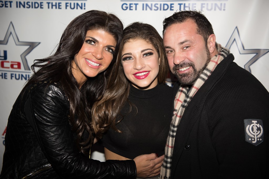 Teresa Giudice, Gia Giudice and Joe Giudice pose together.