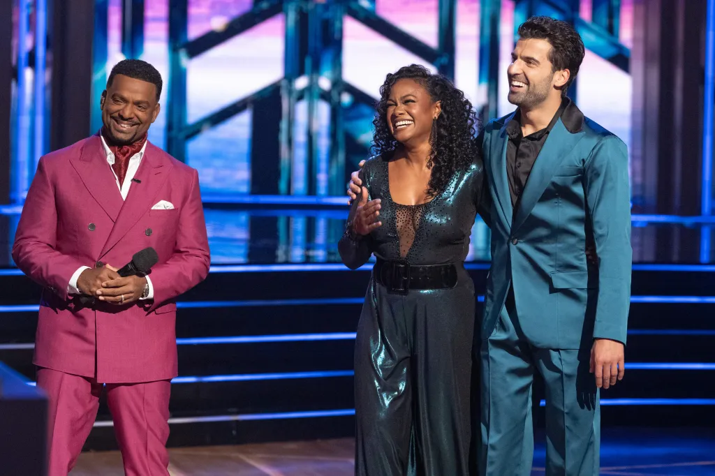 Alfonso Ribeiro, Tatyana Ali, and Jan Ravnik on stage.
