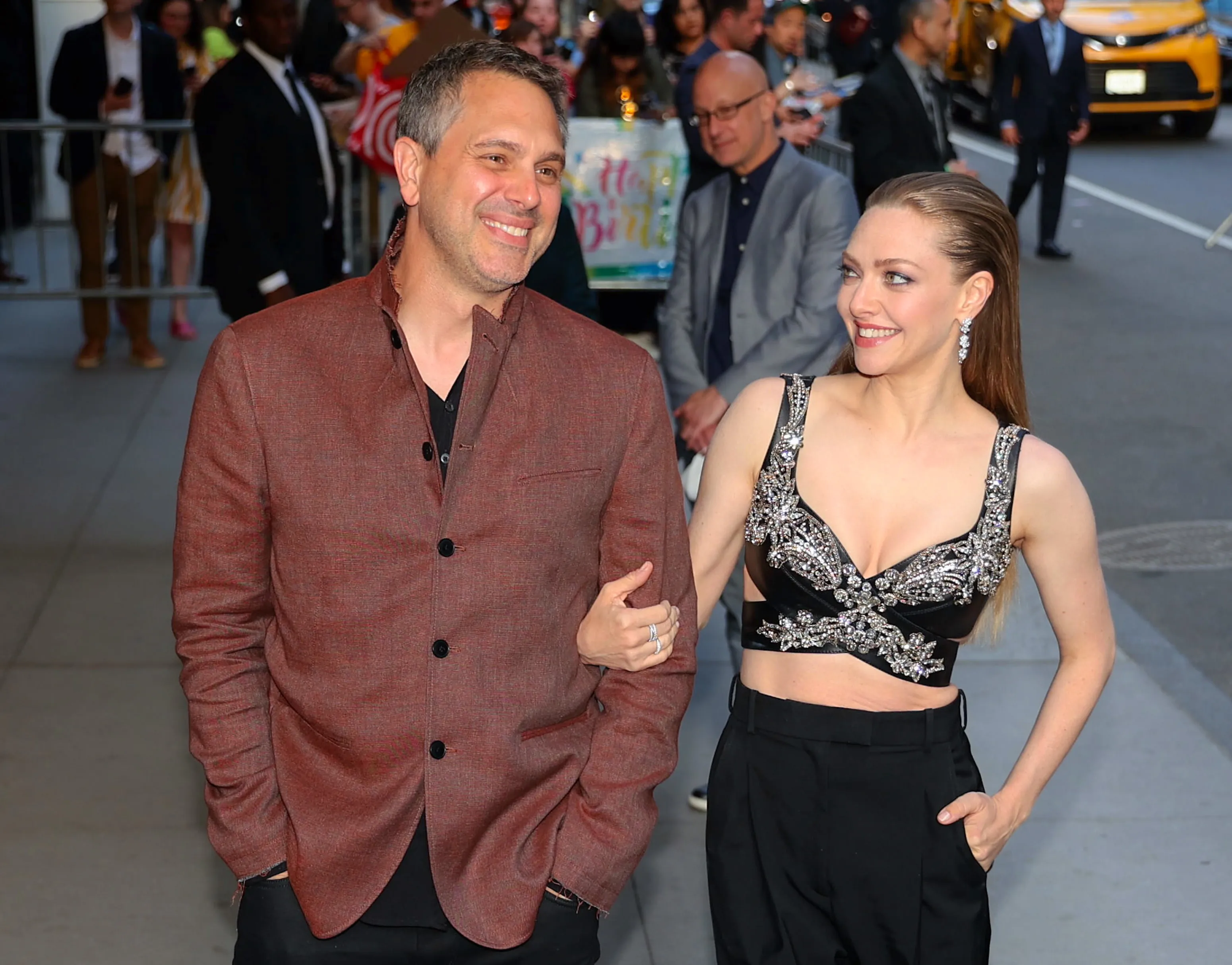 Thomas Sadoski and Amanda Seyfried attend the premiere of 'The Crowded Room' at the Museum of Modern Art.