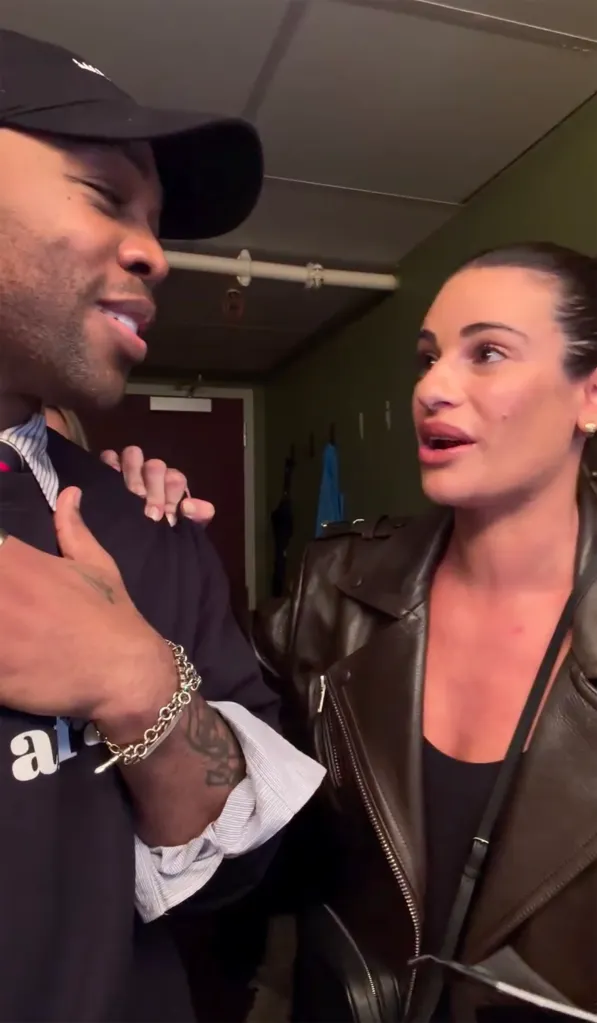 Todrick Hall and Lea Michele talking indoors.
