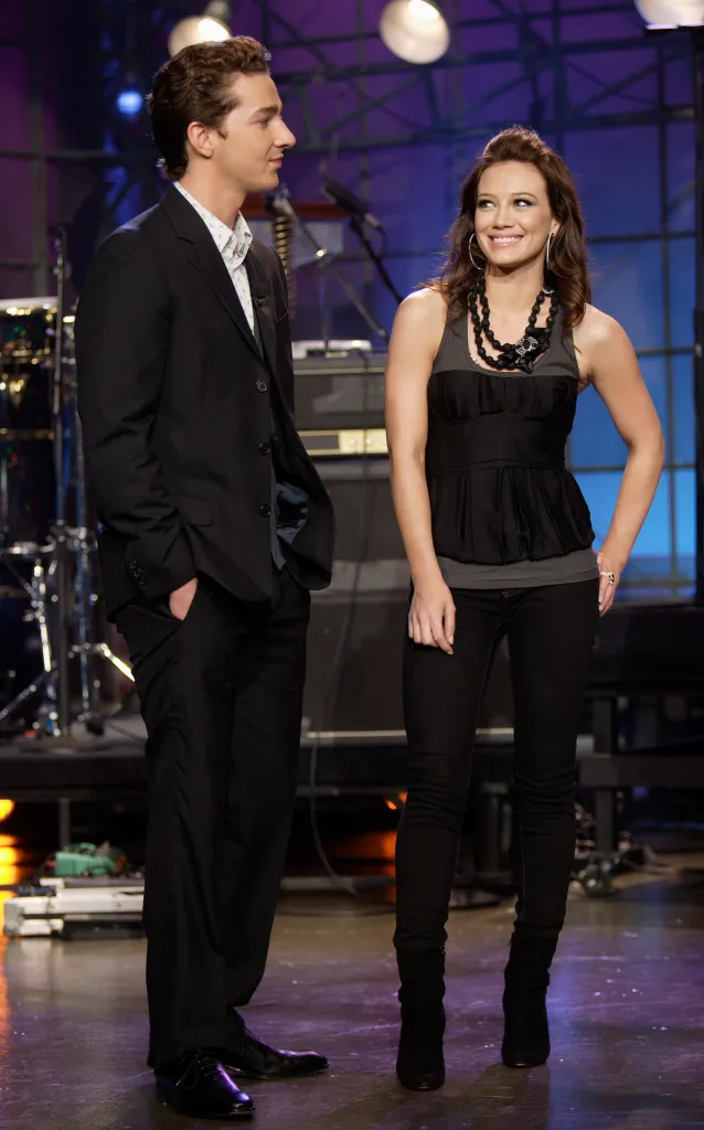 Actor Shia LaBeouf and musical guest Hilary Duff on The Tonight Show with Jay Leno.