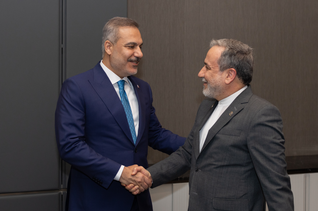 Turkish Foreign Minister Hakan Fidan meets with Iranian Foreign Minister Abbas Araghchi on the margins of the 52nd Session of the Council of Foreign Ministers (CFM) of the Organisation of Islamic Cooperation (OIC) in Baghdad, Iraq, on Oct. 17, 2026.