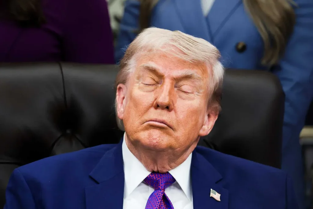 Trump ridiculed on nemesis network as montage of him sleeping plays: ‘He is knocked out’