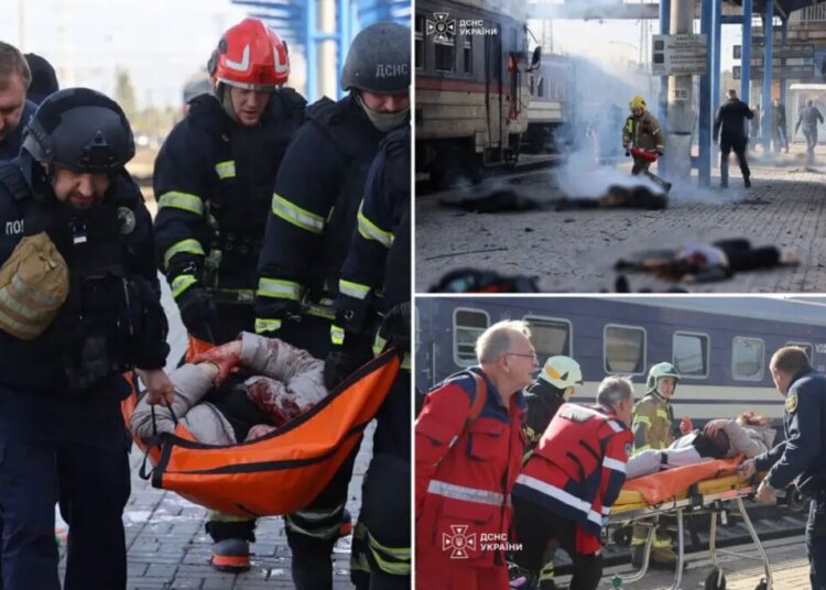 Russian drone strike kills at least 14 on Ukrainian rail platform