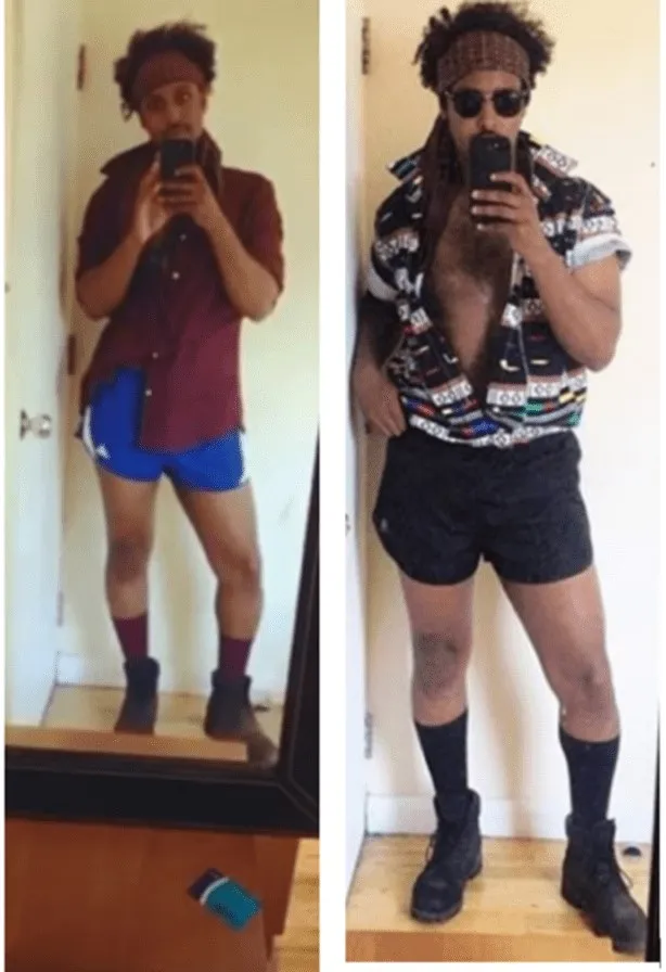 Collage of Ahmed Nur Said Elmi taking mirror selfies.