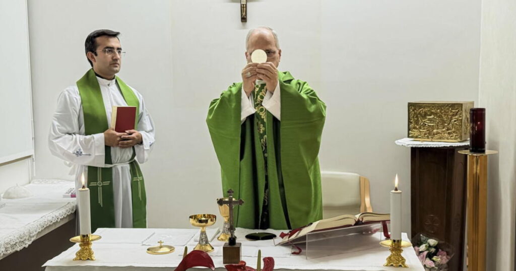 First images released of Pope Leo celebrating Mass at hospital after cancer surgery