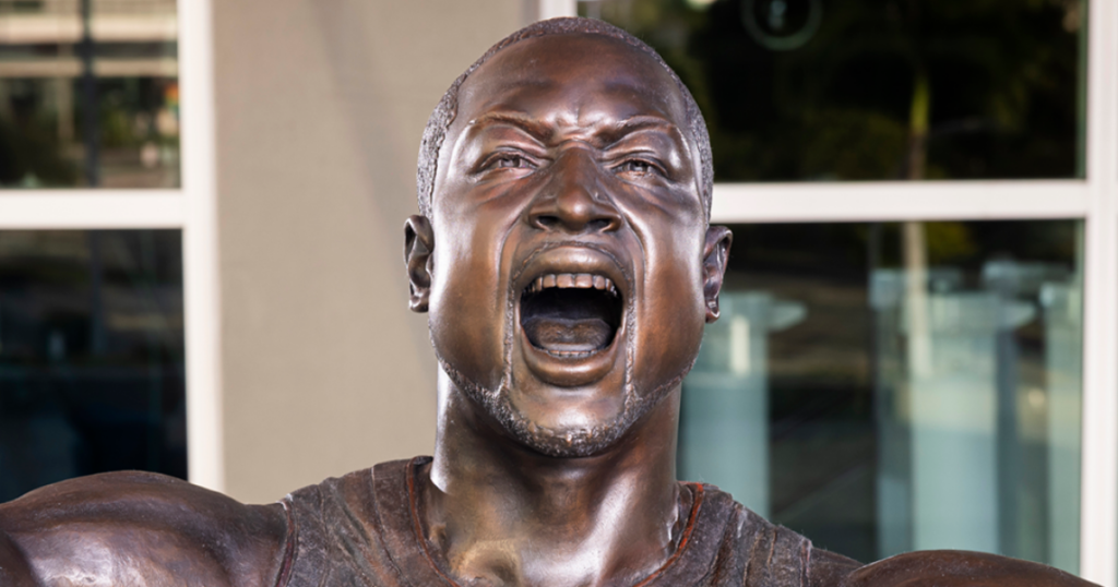 Dwyane Wade statue outside Heat’s arena finally looks like Dwyane Wade, two years after its unveiling